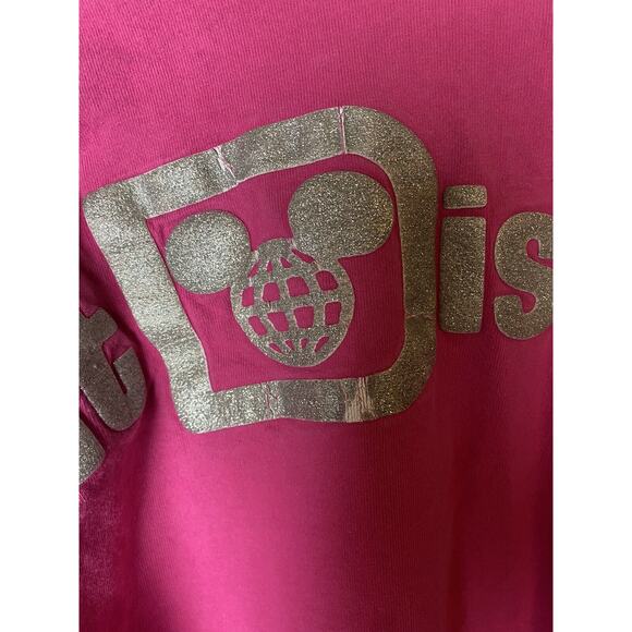 Walt Disney World Spirit Jersey Long Sleeve Shirt Hot Pink Silver Glitter Medium - Picture 6 of 8
